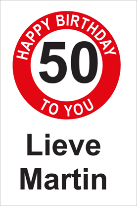 Afbeeldingen van Verjaardagsbord Happy Birthday 50 Rood