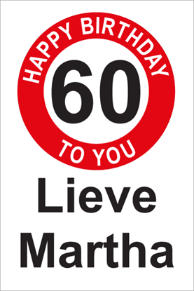 Afbeeldingen van Verjaardagsbord Happy Birthday 60 Rood