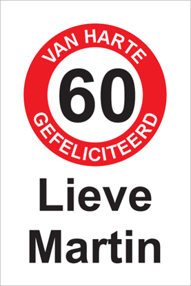 Afbeeldingen van Verjaardagsbord Van Harte 60 Rood