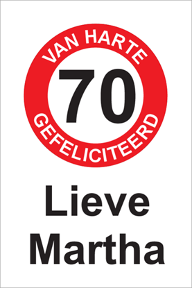 Afbeeldingen van Verjaardagsbord Van Harte 70 Rood