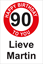 Afbeeldingen van Verjaardagsbord Happy Birthday 90 Rood