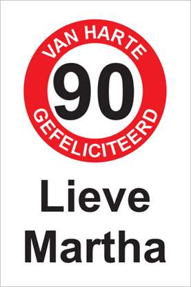 Afbeeldingen van Verjaardagsbord Van Harte 90 Rood