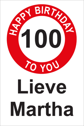 Afbeeldingen van Verjaardagsbord Happy Birthday 100 ROOD