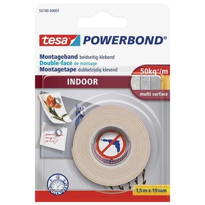 Afbeeldingen van Tesa dubbelzijdige indoor montagetape 'Powerbond' 1,5 m x 19 mm