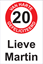 Afbeeldingen van Verjaardagsbord Van Harte 20 Rood