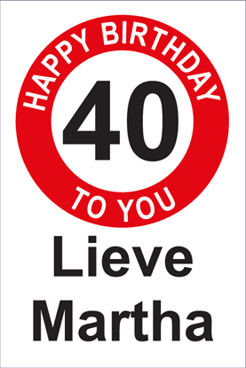 Afbeeldingen van Verjaardagsbord Happy Birthday 40 Rood