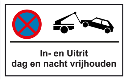 Afbeeldingen van Stopverbodbord In en uitrit dag en nacht vrijhouden