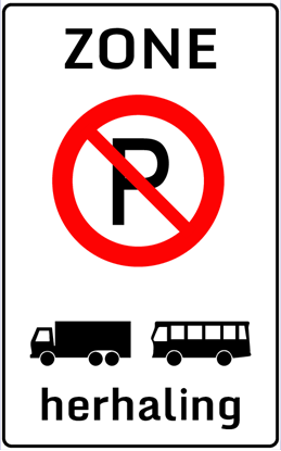 Afbeeldingen van Parkeerverbod E201-ZH Voor vrachtwagens en bussen 25x40