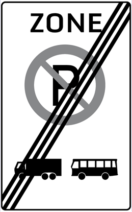 Afbeeldingen van Parkeerverbod E201 Einde zone vrachtwagens en bussen 25x40