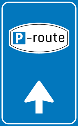 Afbeeldingen van Parkeerbord BW101-B + SP100B Parkeerroute Volg pijl 25x40