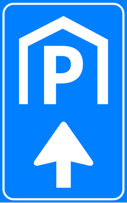 Afbeeldingen van Parkeerbord BW101-B + SO03 Overdekte parkeergarage Volg pijl 25x40