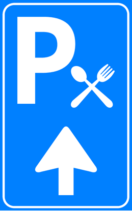 Afbeeldingen van Parkeergelegenheid BW101-B + SP100B Bij restaurant Volg pijl 25x40