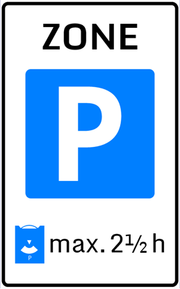 Afbeeldingen van Parkeergelegenheid E01-ZB Zone Parkeerschijfzone (max. 2½ h) 25x40