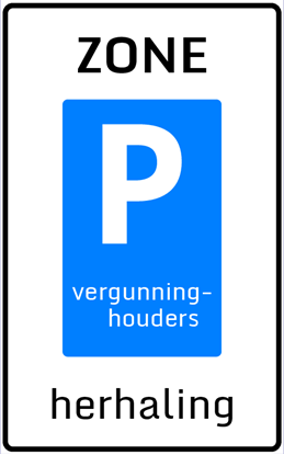 Afbeeldingen van Parkeergelegenheid E09-ZH Herhaling zone vergunninghouders 25x40