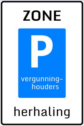 Afbeeldingen van Parkeergelegenheid E09-ZH Herhaling zone vergunninghouders 40x60