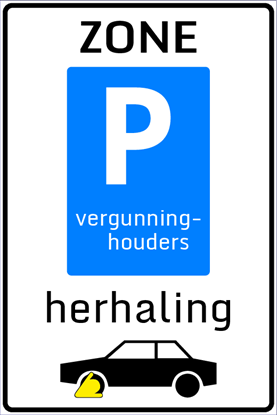 Afbeeldingen van Parkeergelegenheid E09-ZHK Herhaling zone vergunninghouders 40x60