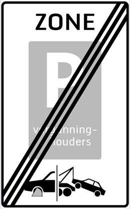 Afbeeldingen van Parkeergelegenheid E09-ZEKS Einde zone vergunninghouders 25x40