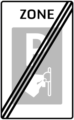 Afbeeldingen van Betaald Parkeren E101-ZE Einde zone (muntgeld) 25x40