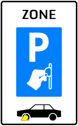 Afbeeldingen van Betaald Parkeren E101-ZBK Zone; wielklem (muntgeld) 25x40