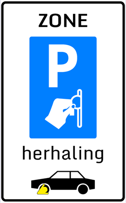 Afbeeldingen van Betaald Parkeren E101-ZHK Herhaling zone; wielklem (muntgeld) 25x40