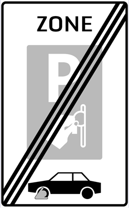 Afbeeldingen van Betaald Parkeren E101-ZEK Einde zone; wielklem (muntgeld) 25x40