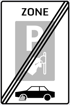 Afbeeldingen van Betaald Parkeren E101-ZEK Einde zone; wielklem (muntgeld) 40x60