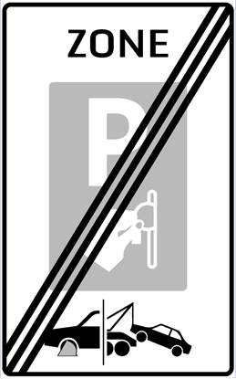 Afbeeldingen van Betaald Parkeren E101-ZEKS Einde zone (muntgeld) 25x40