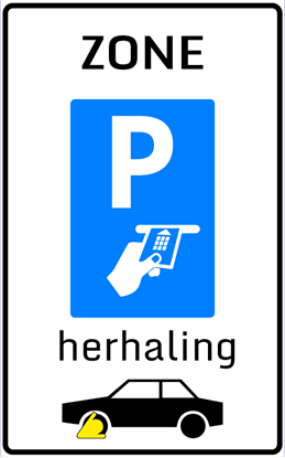 Afbeeldingen van Betaald Parkeren E102-ZHK Herhaling zone (bankpas); Wielklem 25x40