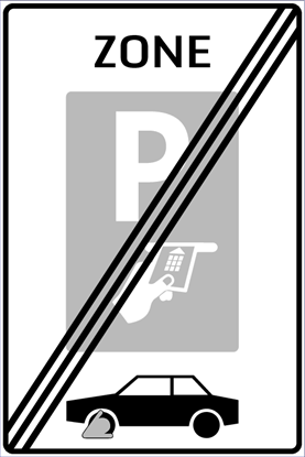 Afbeeldingen van Betaald Parkeren E102-ZEK Einde Zone (bankpas); Wielklem 40x60