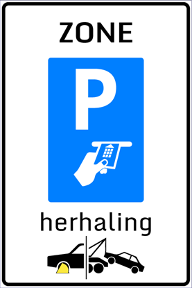 Afbeeldingen van Betaald Parkeren E102-ZHKS Herhaling zone (bankpas); Wielklem/Wegsleepregeling 40x60