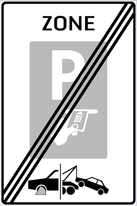 Afbeeldingen van Betaald Parkeren E102-ZEKS Einde zone (bankpas); Wielklem/Wegsleepregeling 40x60