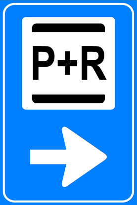 Afbeeldingen van Parkeergelegenheid BW101-R + SP03 Overstappers op het openbaar vervoer (park and ride) pijl (rechts) 40x60